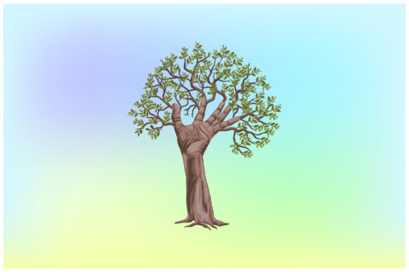 Abstract Hand Tree Illustrations for Graphics and Illustrations