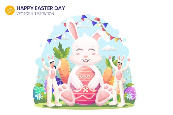 Easter Day Flat Vector Illustration Graphics