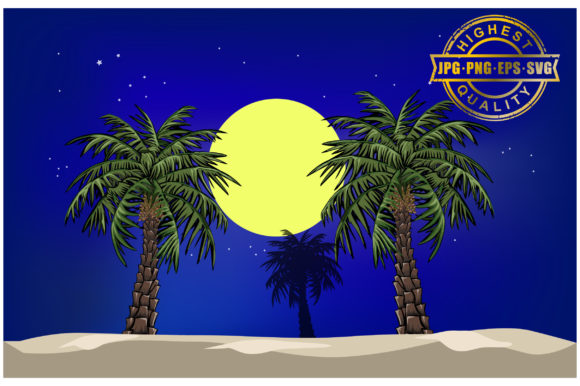 Full Moon Night in the Desert Graphics