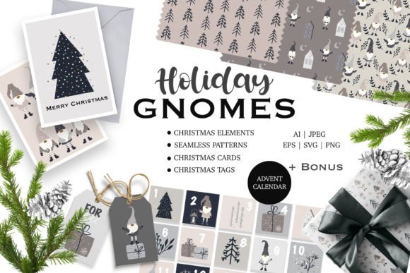 Holiday Gnomes - Graphics & Illustrations