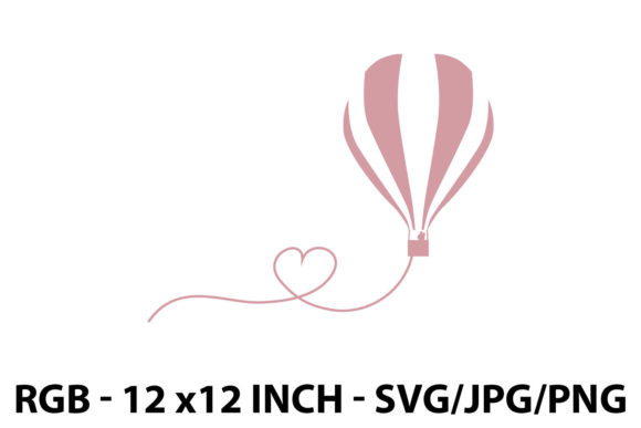 Hot Air Balloon with Rope Created Heart Graphics