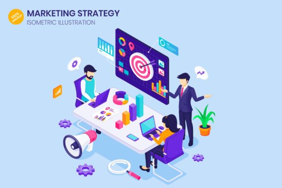 Isometric Business Strategy Illustration Graphics