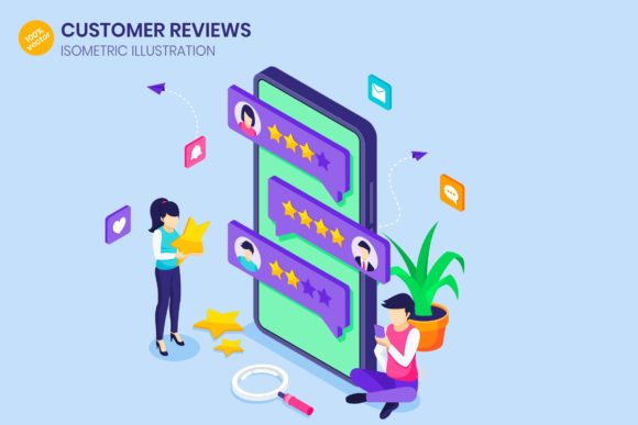 Isometric Customer Reviews Illustration Graphics