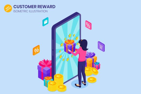 Isometric Customer Reward Illustration Graphics