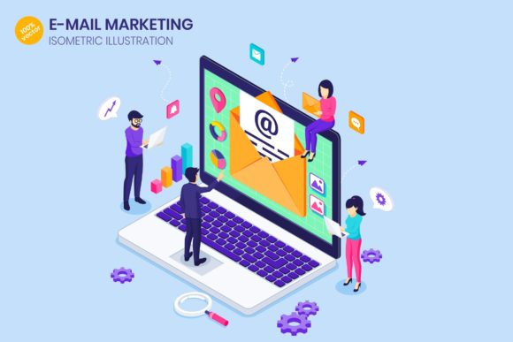 Isometric E-mail Marketing Illustration Graphics