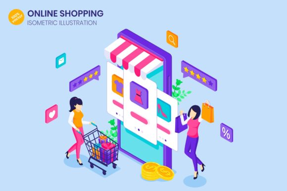 Isometric Online Shopping Illustration Graphics