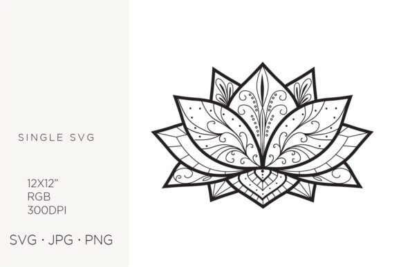 Lotus Flower, Floral Yoga Symbol Svg Graphics