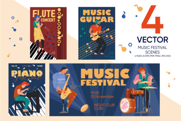 Music Festival Posters Scenes Graphics
