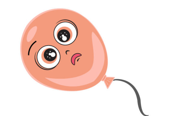 Pink Balloon with Scared Face Graphics