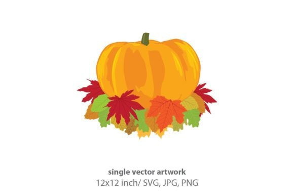 Pumpkin, Fall Leaves Vector Graphics