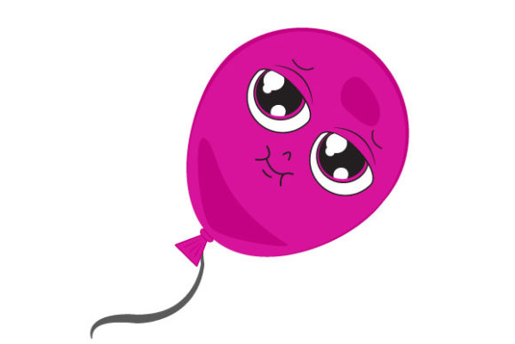 Purple Balloon with Careless Face: Graphics & Illustrations