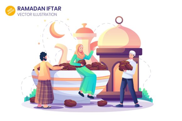 Ramadan Iftar Vector Illustration Graphics