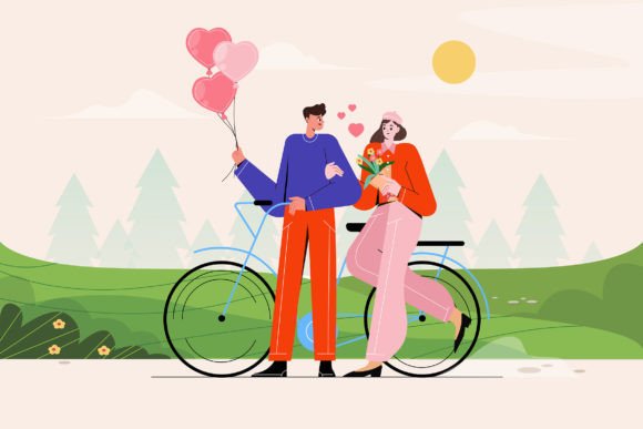 Romantic Couple Valentine's Day Graphics and Illustrations