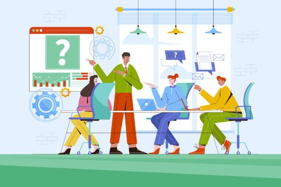 Startup Company Team Meeting Vector Graphics