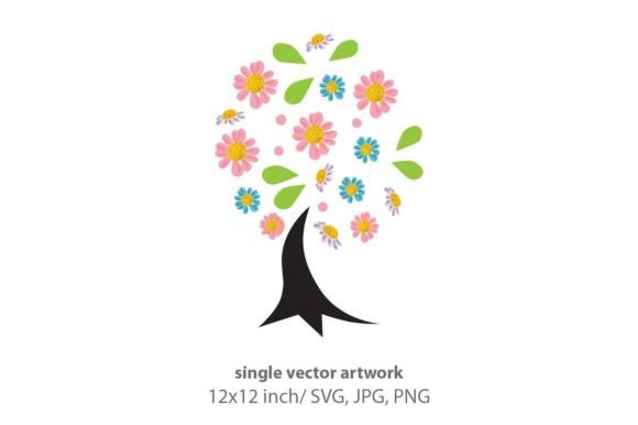 Tree with Flowers Svg: Graphics and Illustrations for Local Business
