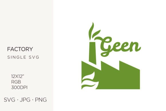 Word Green with Leaves and Factory Build Graphics