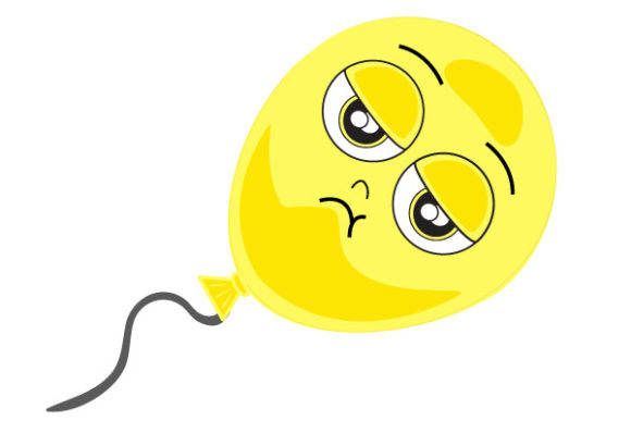 Yellow Balloon with Bored Face Graphics