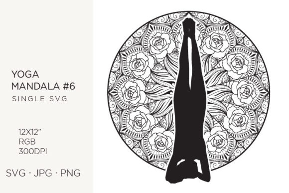 Yoga Mandala, Girl Meditation Pose Svg: Graphics and Illustrations for Branding